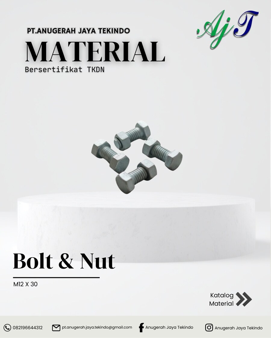 Bolt & Nut M12 — M12 × 30 untuk aksesoris konstruksi
